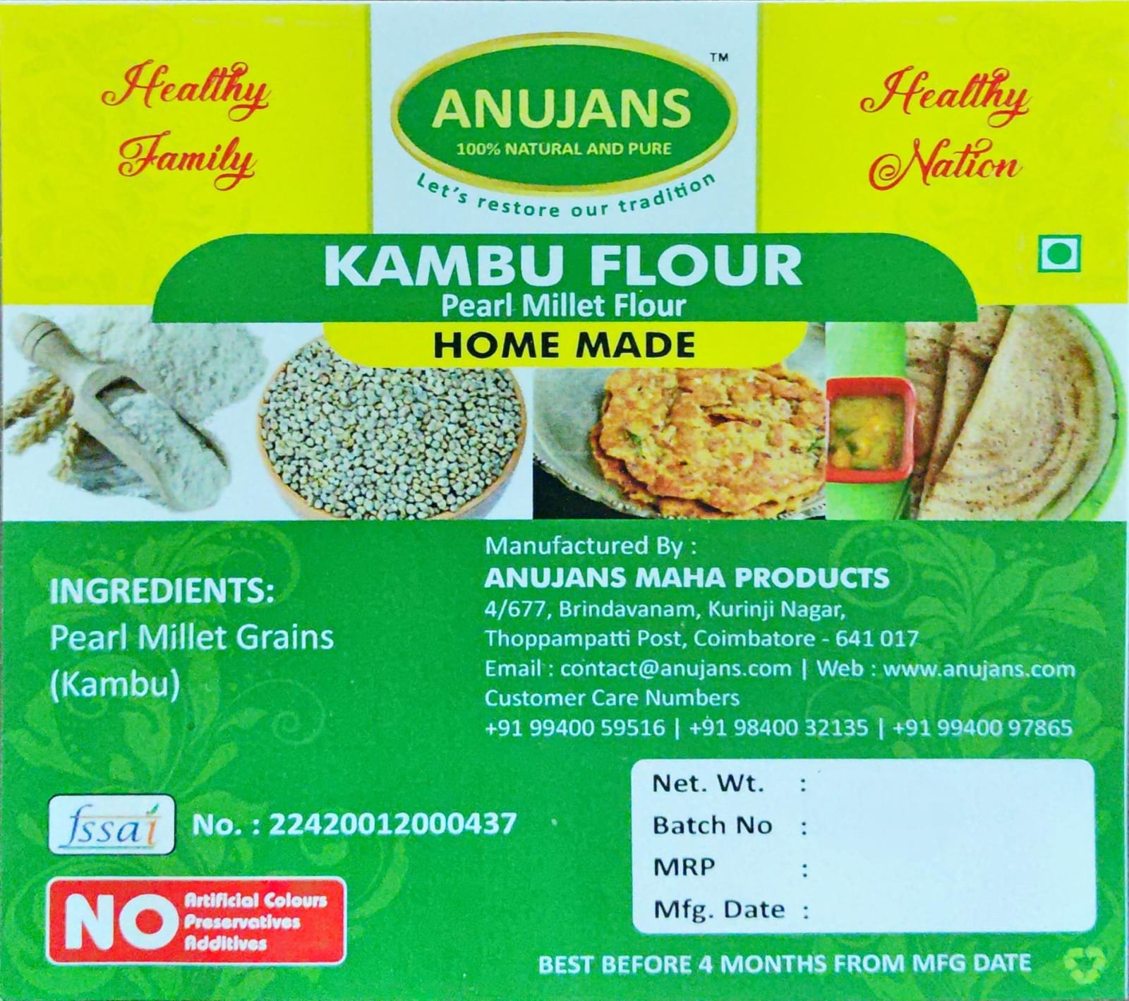 Kambu Flour (Pearl Millet Flour) – Anujans