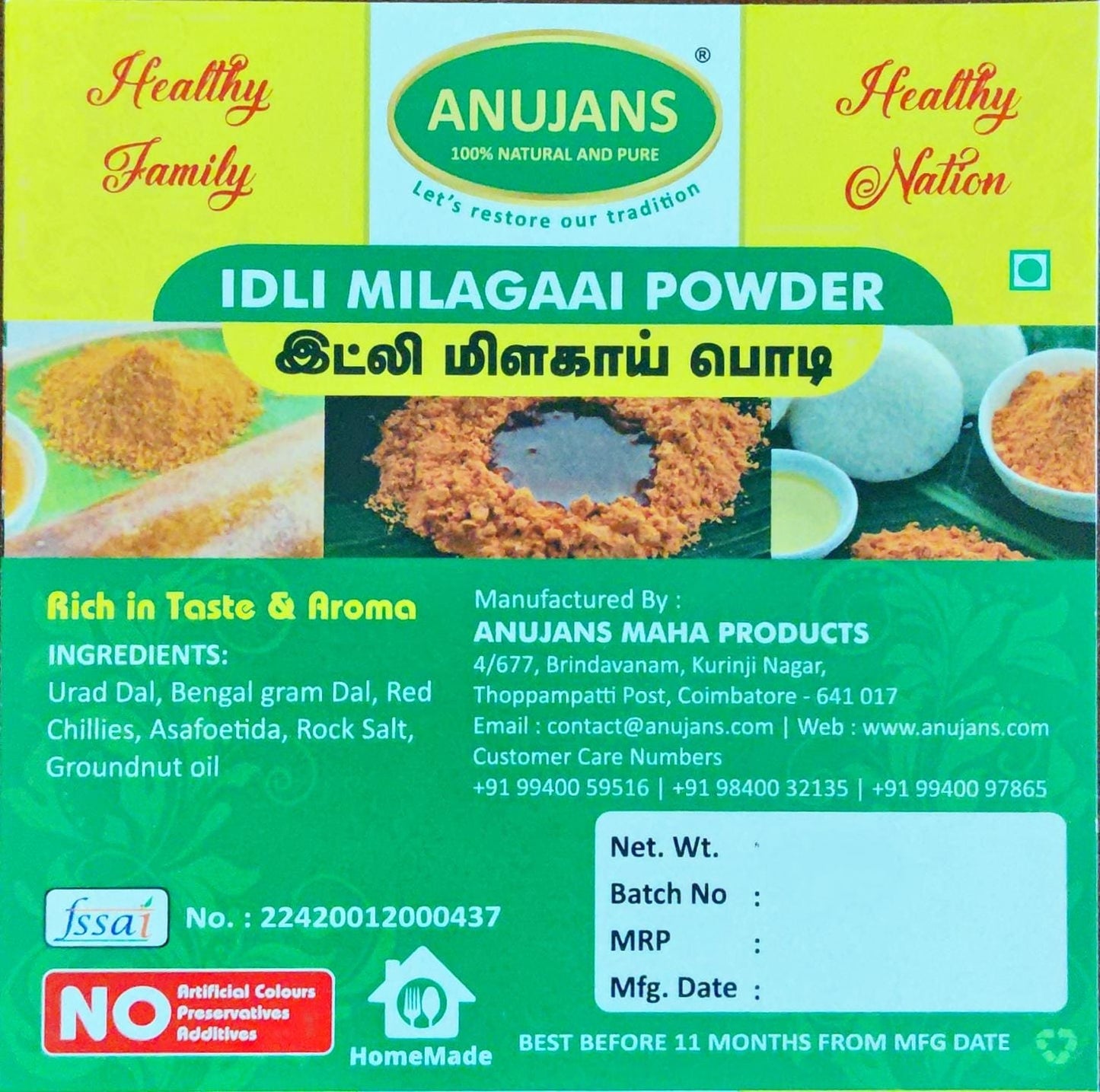 Idli Dosa Milagaai Powder